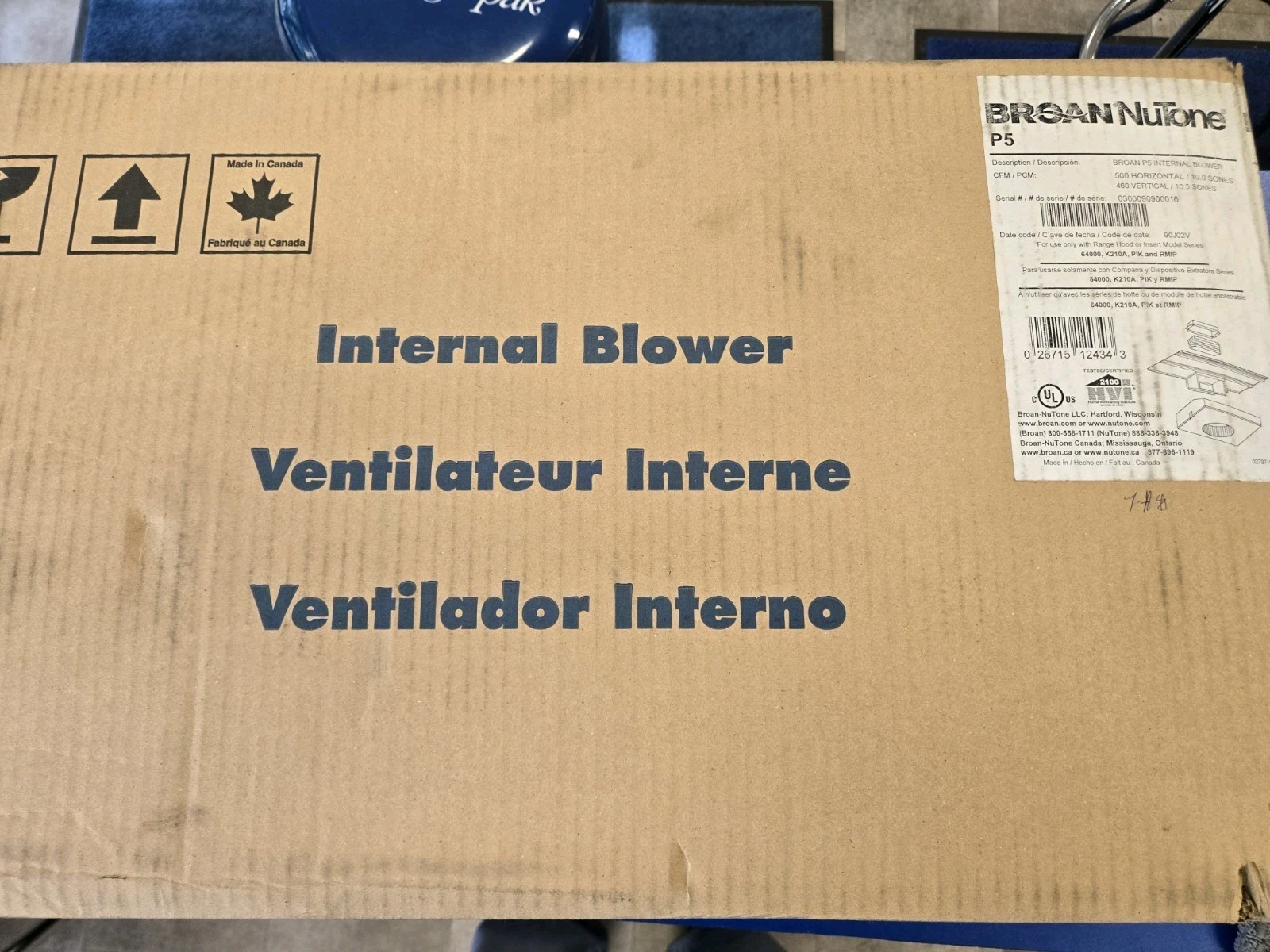 BROAN - P5 - 500 CFM INTERNAL BLOWER - SINGLE WHEEL DESIGN gallery
