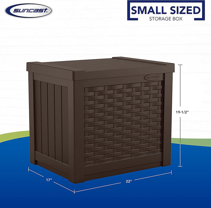 2 Pack 22-Gallon Small Deck Box - Lightweight Resin Storage Container and Seat f gallery