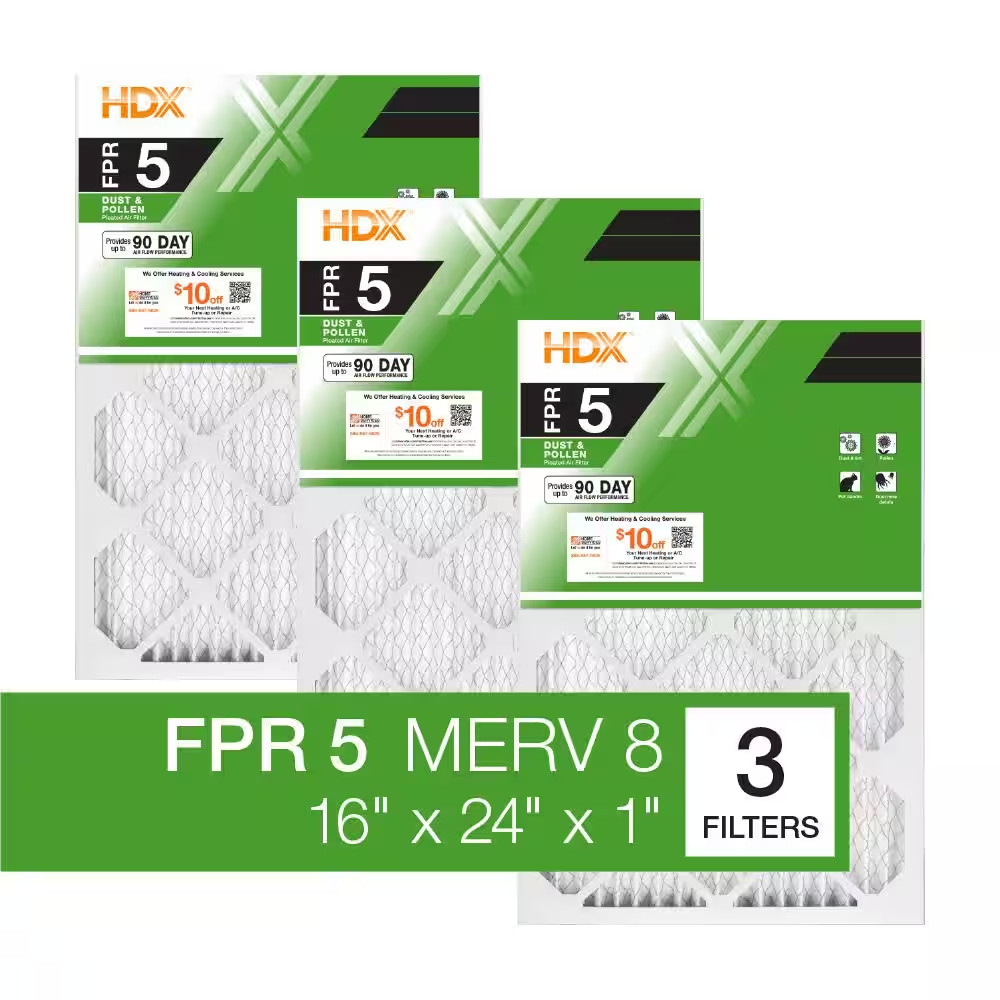 (3-Pack) 16x24x1 Air Filter MERV 8 Pleated Furnace AC Filtro de aire Plisados gallery