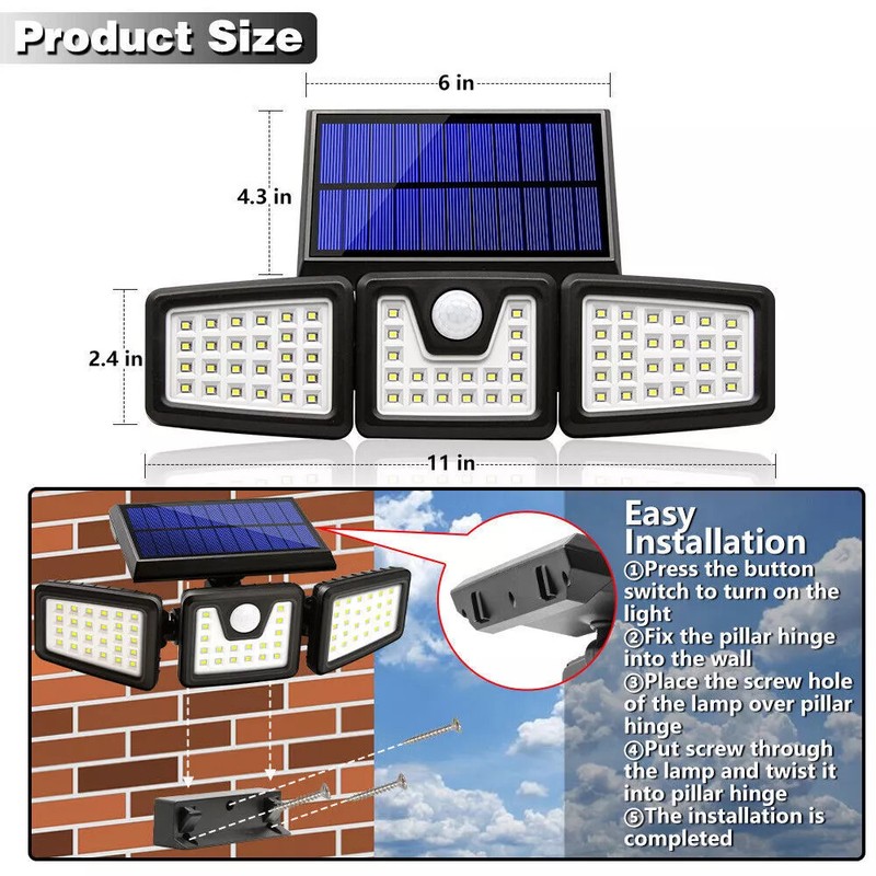 LED Motion Sensor Solar Lights 2 Pack Outdoor IP65 Waterproof Security Lamp gallery