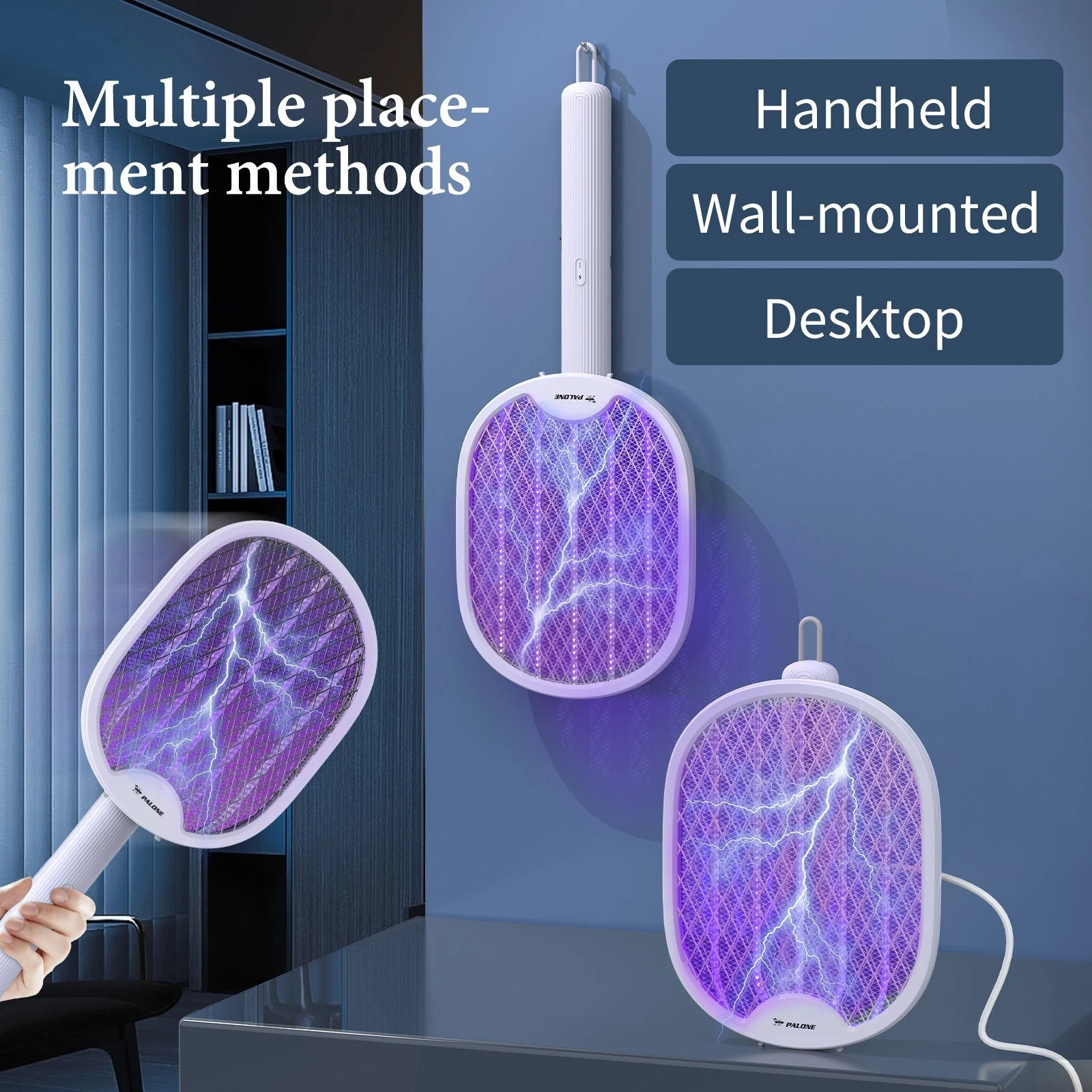 3 in 1 Bug Zapper Racket Rechargeable USB Mosquito Insect Fly Swatter 3-Layer gallery