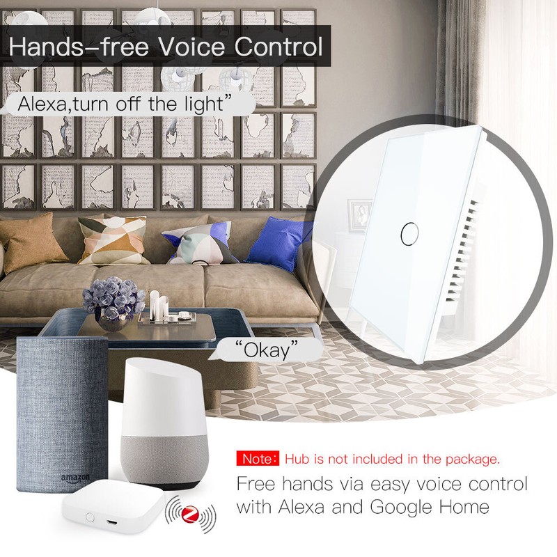 MOES ZigBee Smart Light Switch Wall Touch Glass Panel Alexa Google APP Control gallery