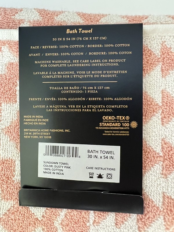 Pendleton Towel Set 2 Bath 2 Hand 2 Finger Tip Dusty Pink Sundown 100%Cotton NWT gallery