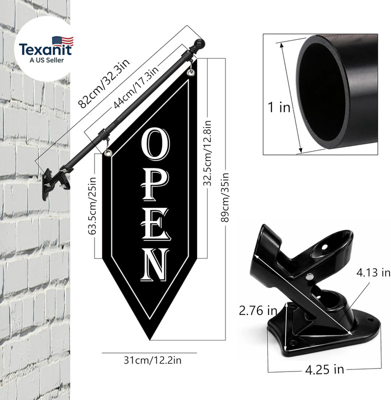 OPEN Flag with Pole Kit, Double-Sided Heavy Duty Hanging Banner Sign with Metal gallery
