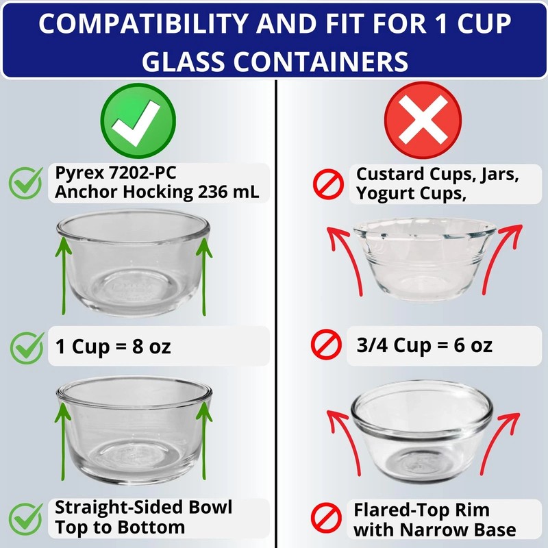 Replacement Lids for Pyrex 1, 2, 4 & 7 Cup - 4 Pack Lids Only gallery
