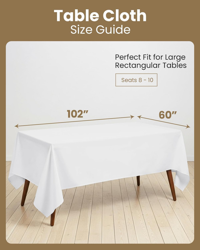 Rectangle Table Cloth 2 Pack(60X102 Inches, White), Tablecloth Machine Washable, gallery