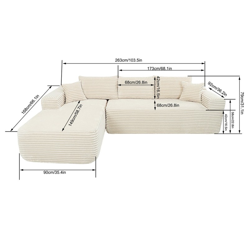 L Shaped Modular Sectional Sofa Modern Compressed Cloud Couch for Home gallery