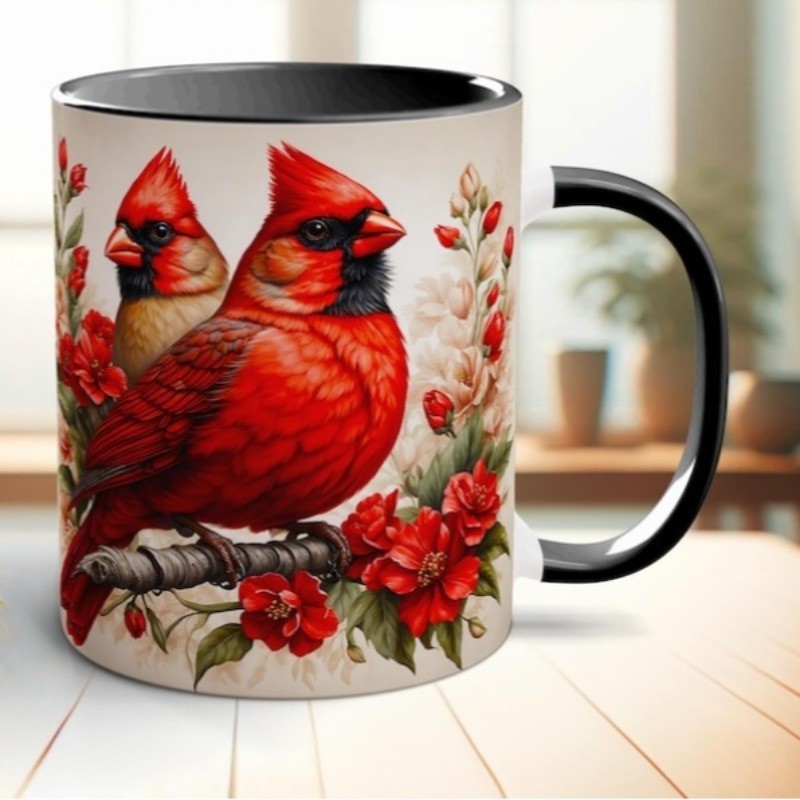 Red Cardinal Bird Coffee Mug – Floral Nature Mug, Cardinal Lover Gift gallery