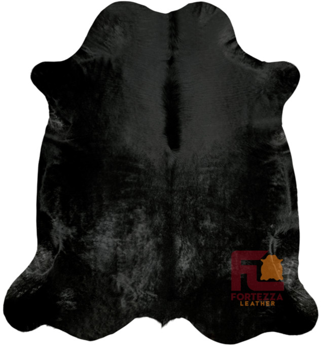 Cowhide Rug Solid Black | Premium Quality | X-Large 6' x 8' gallery