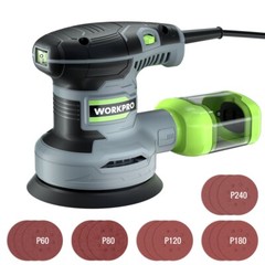 WORKPRO 5″ Random Orbit Sander 6 Variable Speeds Sander 7000 to 14000 RPM 2.5Amp