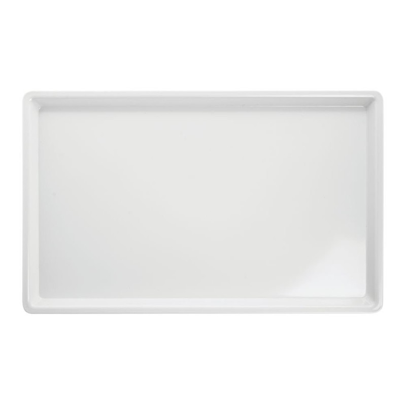 HUBERT® Platter Rectangular White Melamine- 20" L x 12" W x 2" H gallery