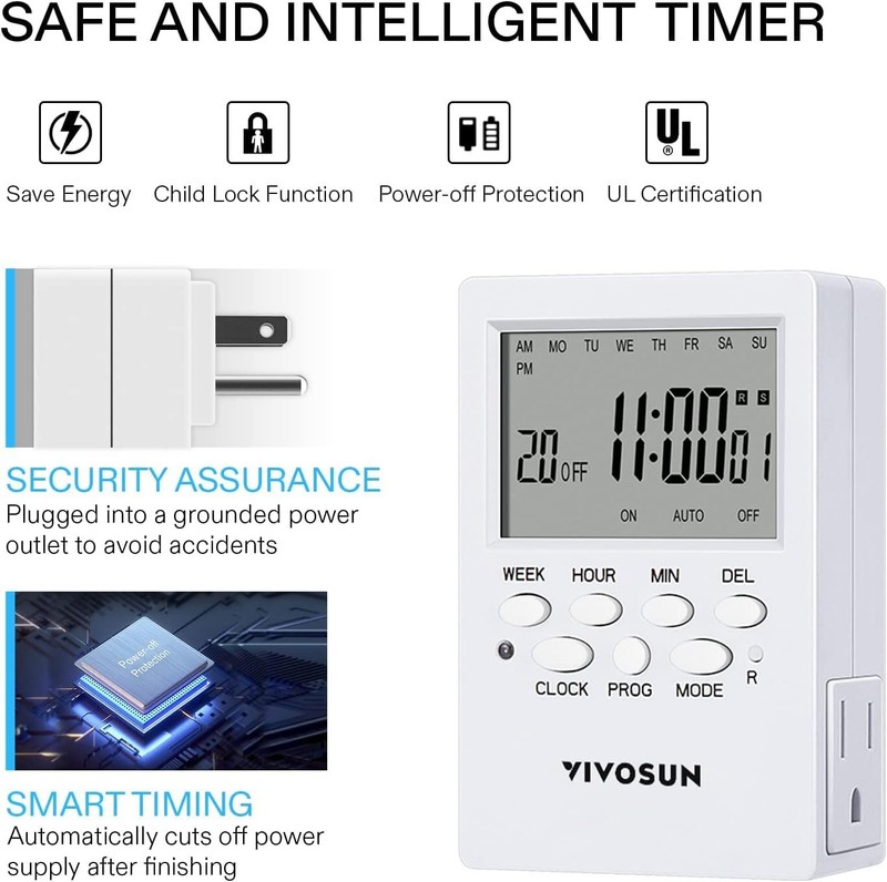 2pcs 7Day Timer Digital Programmable Electric Timer Indoor w/ Dual Outlet Switch gallery