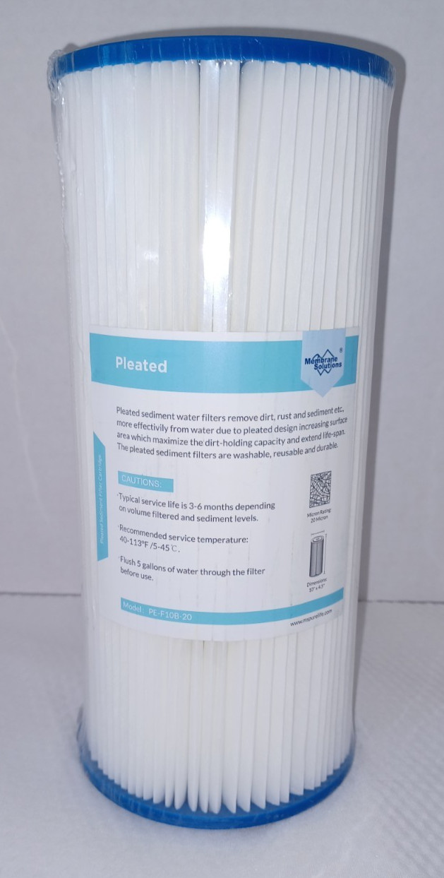 Pleated Sediment Water Filter Cartridge 10” PE‑F10B‑20 Washable Reusable gallery