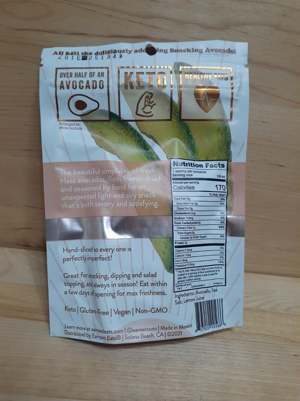 6 PACK FREEZED DRIED EARNEST EATS Roasted SEA SALT Avocado vegan omega NO GMO gallery