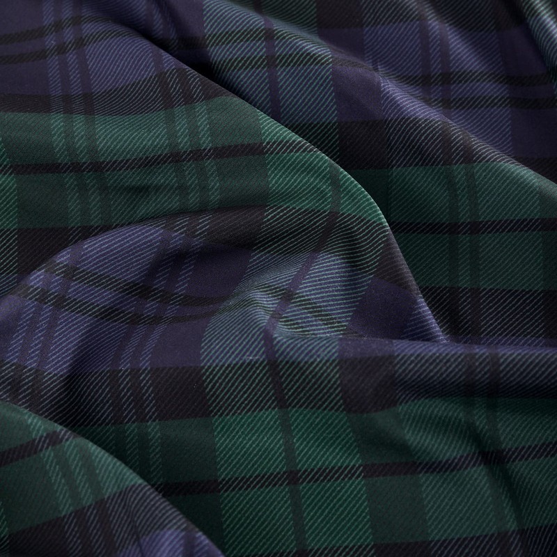 Wake In Cloud - Plaid Bed Sheets, 4-Piece Sheet Set, Queen, Dark Green gallery