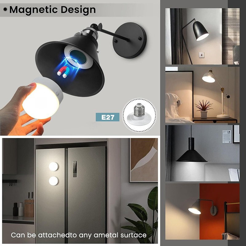 2Pcs E27 Rechargeable RGB Light Bulbs w/Remote Control and 3 Color Temperatures gallery