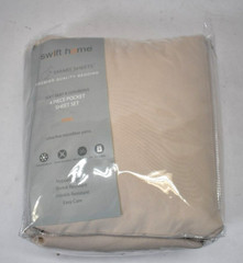 Swift Home Essential Soft Bedding Sheet Set Cream King Size Microfiber Silky
