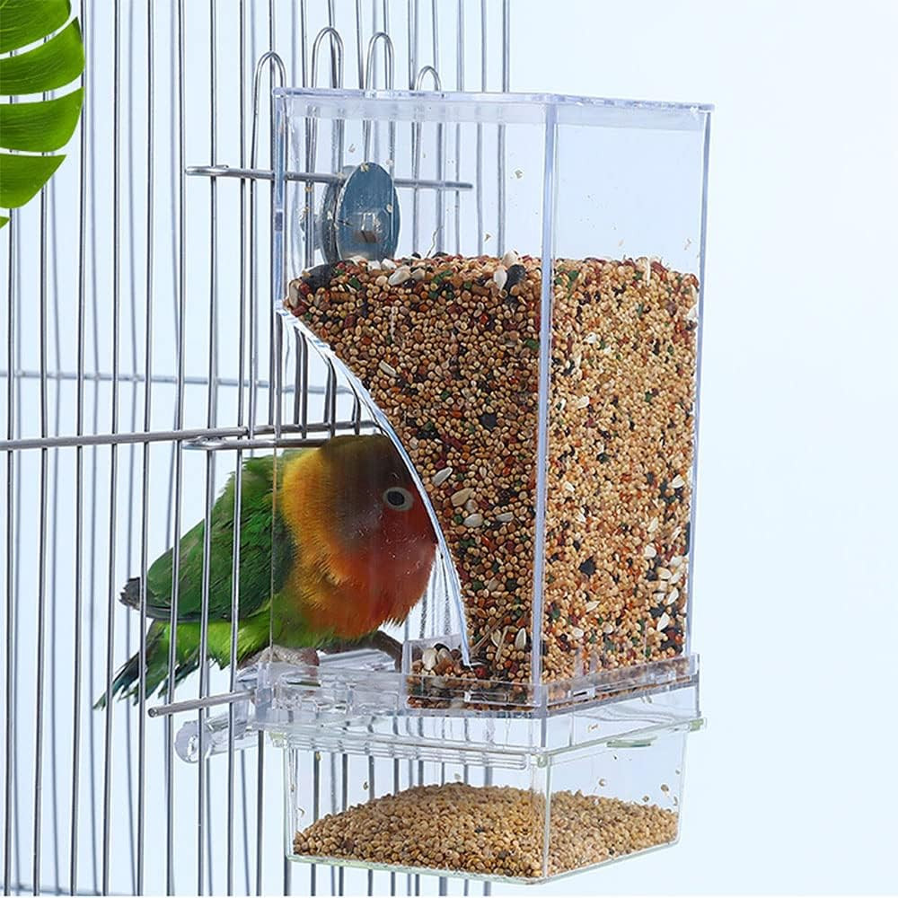 No Mess Bird Cage Feeder 2 Pack Automatic Parrot Seed Feeder Acrylic Parakeet Ca gallery