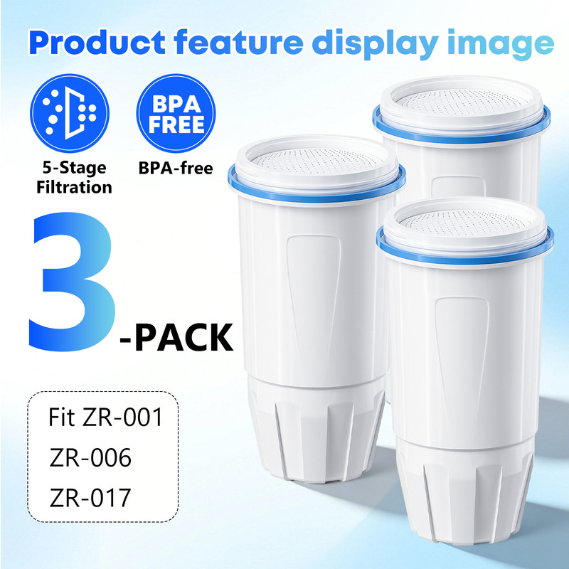 Zero Pitcher Water Filter Replacement 5-Stage 3 Pack Fit ZR-001 ZR-004 gallery