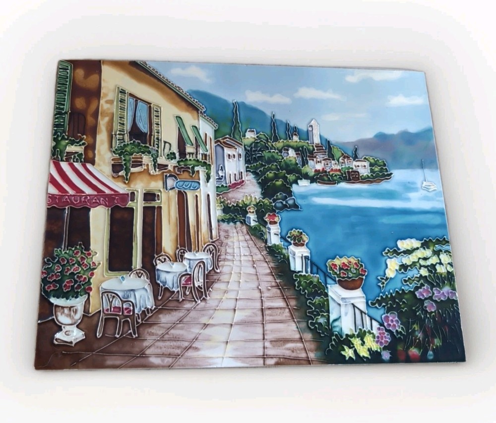ceramic tile mural backsplash. Corinth villa terrace Sea View 14 X 11 Felt Back