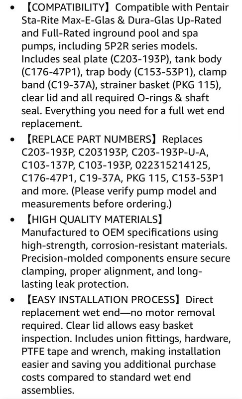 Pool Pump Wet End Kit 5P2r For Sta-Rite Max-E-Glas Dura-Glas gallery