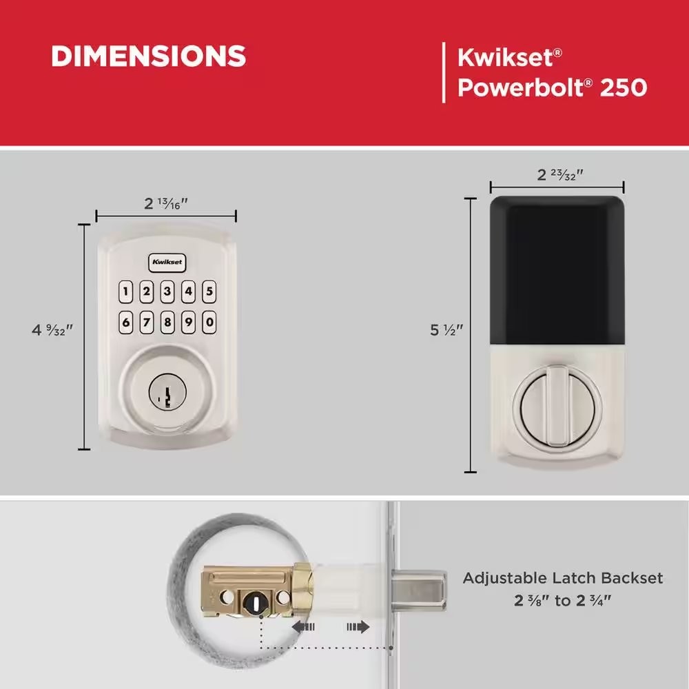 Kwikset Powerbolt 250 10-Button Keypad Satin Nickel Transitional Electronic Dead gallery