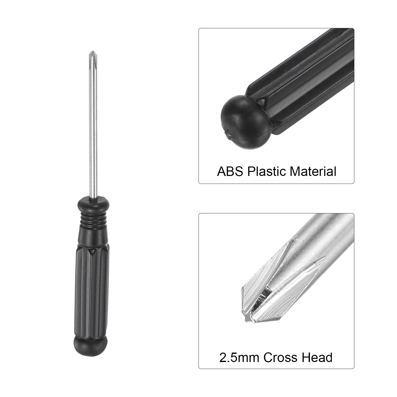 2.5mm Mini Phillips Screwdriver with Black Handle for Small Appliances, 2 Pcs gallery