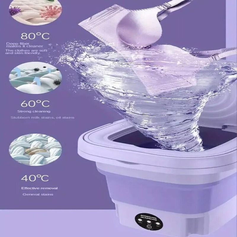 Portable Mini Washing Machine Washer Foldable Washer and Spin Dryer Small Travel gallery