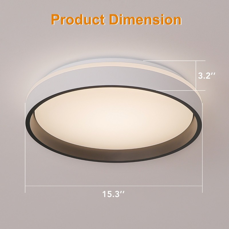 Modern 15 Inch 24W Dimmable Flush Mount LED Ceiling Light, 3 Color Temperatures gallery