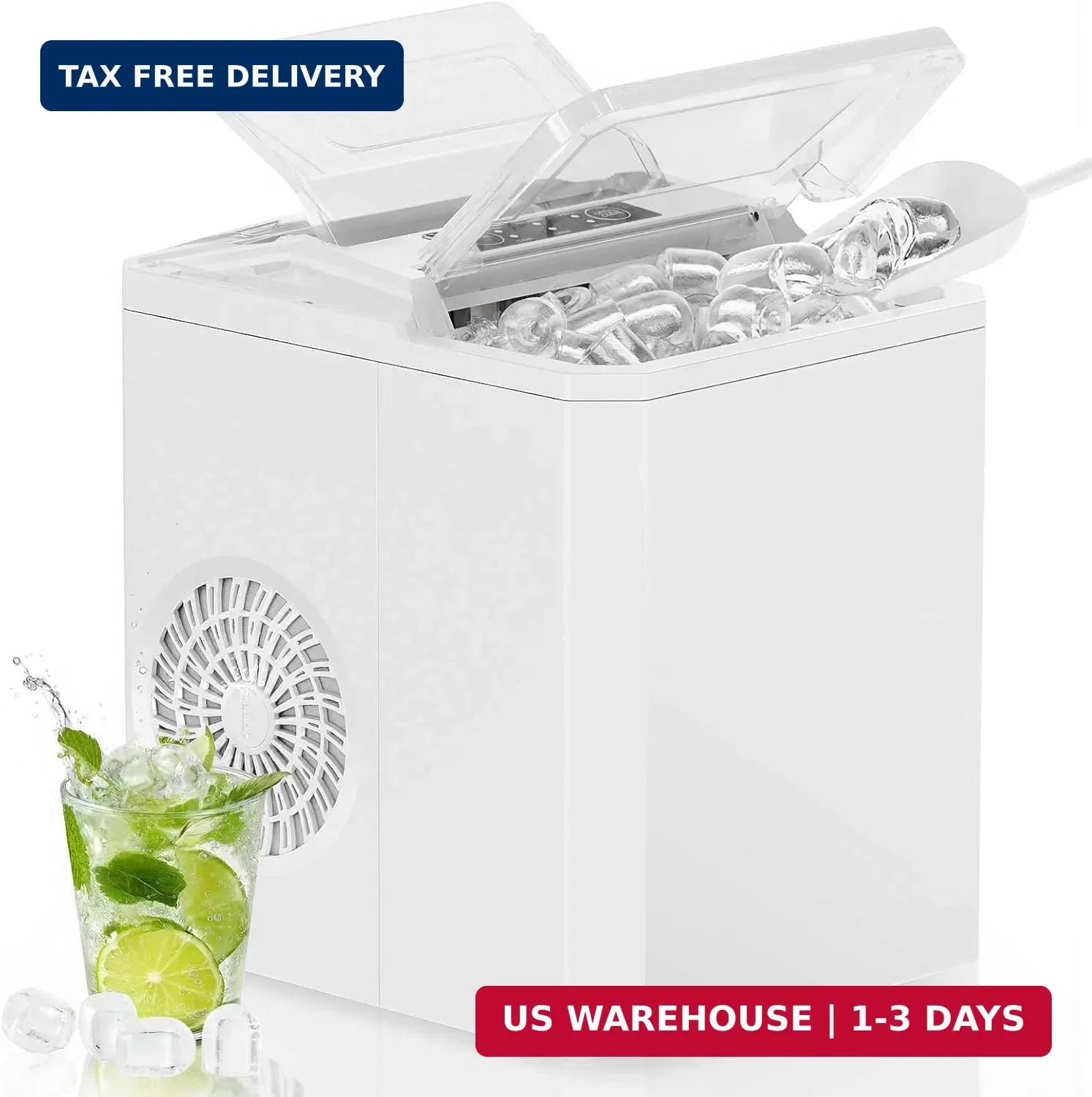 OLIXIS Ice Maker Machine, 26lbs in 24Hrs, 9 Ice Cubes in 6 Mins,Auto-Cleaning Po gallery