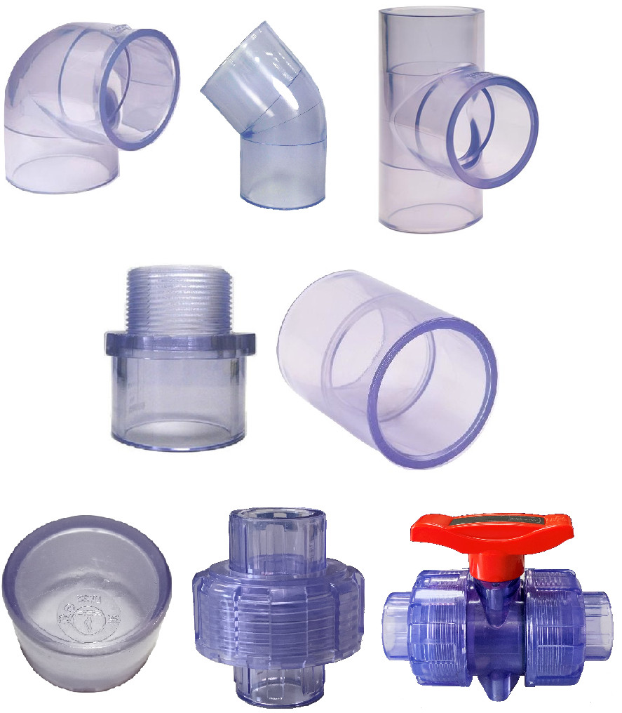 Clear PVC Fittings: Elbows,TEEs,Couplings,Male Adapters,Caps,Unions,Ball Valves gallery