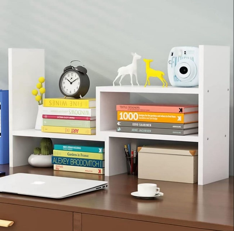 Desk Shelf, Adjustable Desktop Storage Organizer, Wood Display Shelf Rack, Offic gallery