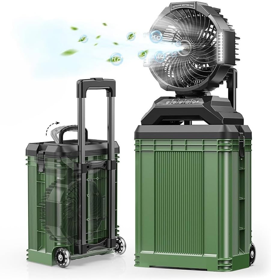 Extra-Large 4 Gallon Misting Bucket Fan 40000mAh Portable Oscillating Camping... gallery