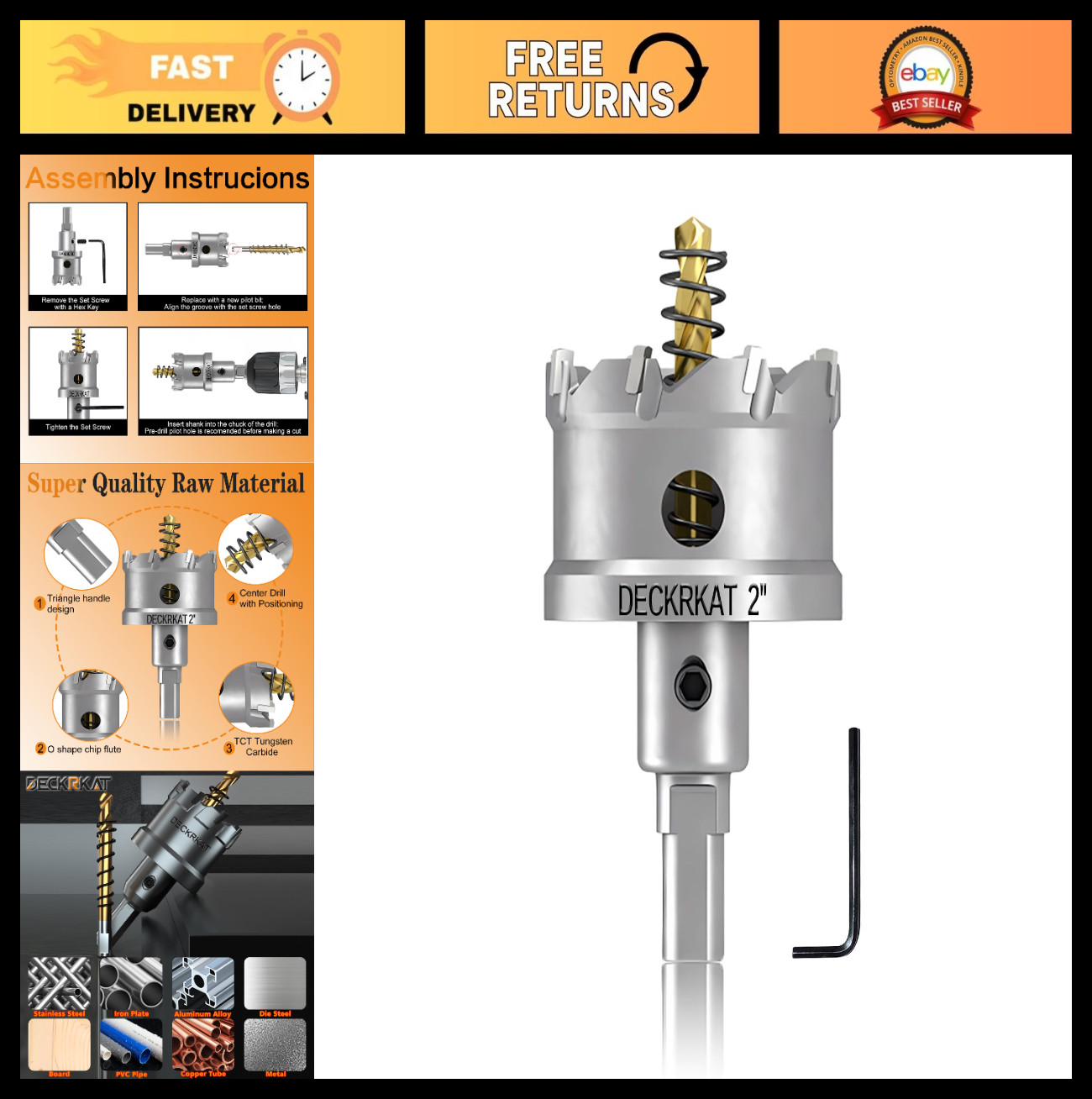 Heavy Duty 2" TCT Hole Saws Set for Metal, Stainless Steel & Plastic - Tungsten gallery