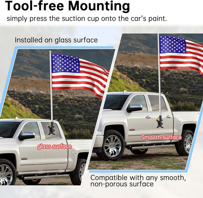 RV Flag Pole Mount with Suction Cups - Adjustable No Drill Holder for Vehicles gallery