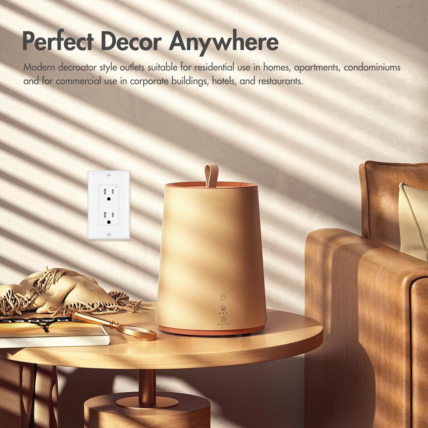 Decorator Receptacle Outlet, Tamper Resistant,15A,20A,with Wallplate,UL Listed gallery