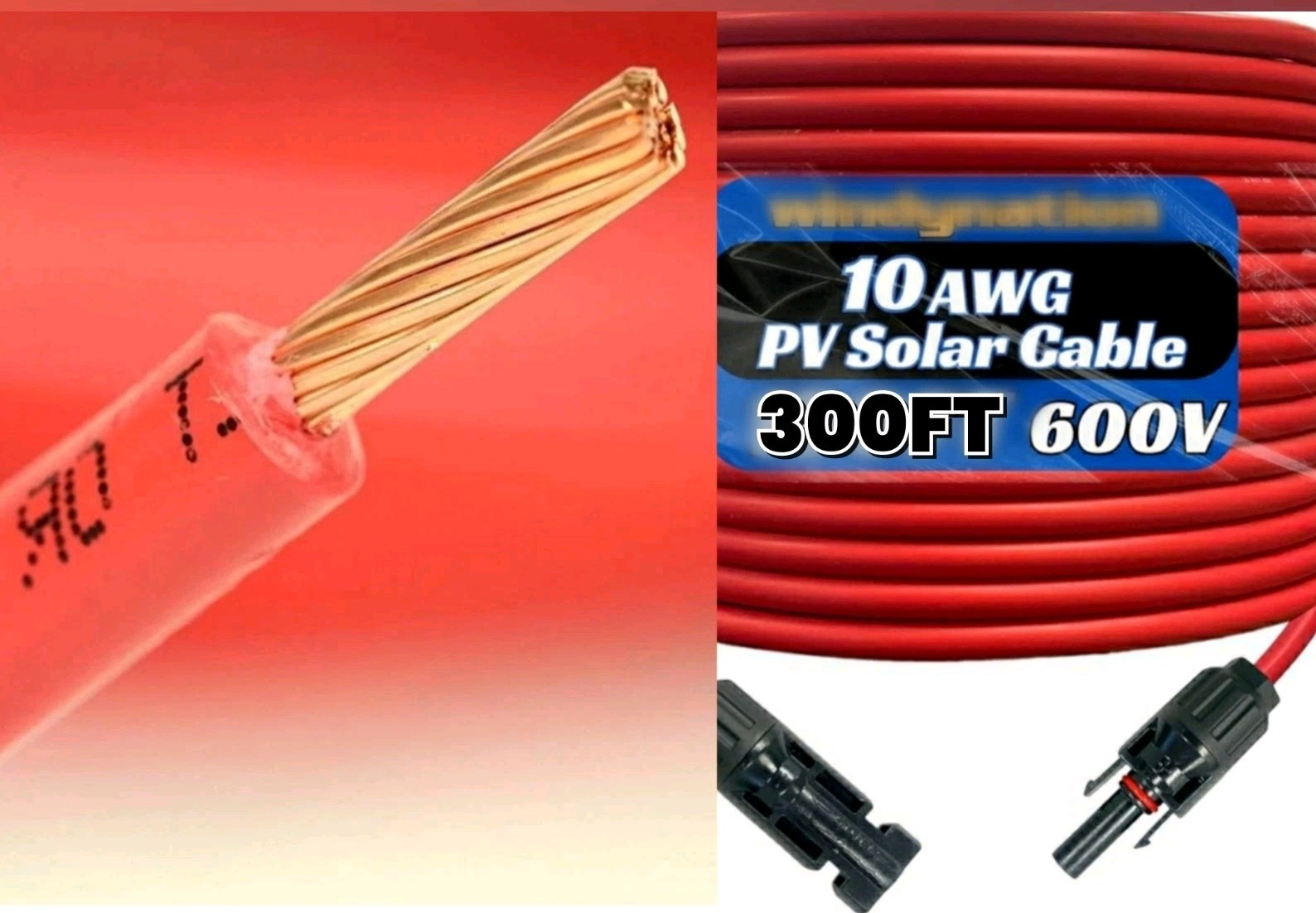 10 AWG Solar Panel Wire |300ft| Power Cable UL 4703 Copper MADE IN USA |PV Wire| gallery