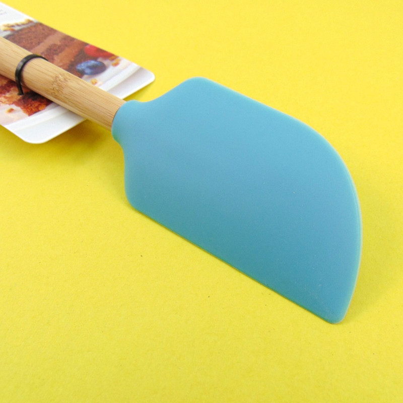KitchenAid Spatula Scraper Tool Bamboo Handle Silicone Frosting Applicator Aqua gallery