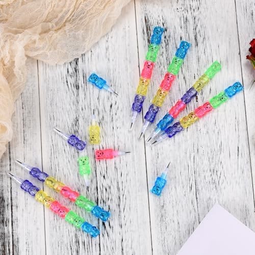Pcs Stackable Pencils Plastic Bear Pencils 5 in 1 Stacking Colored for 72 gallery