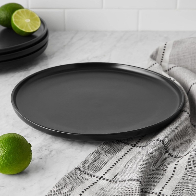 4-Pack Matte Black Stoneware Dinner Plates Set of 4 gallery