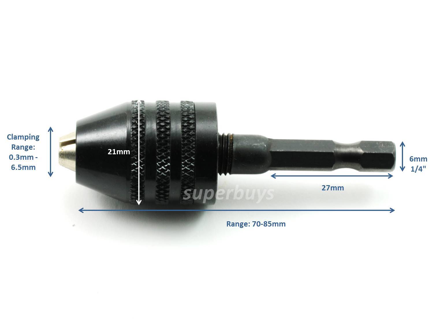 6mm Shank 0.3 - 6.5mm Clamp Keyless Hex Shank Chuck Router Rotary Drill Bit gallery