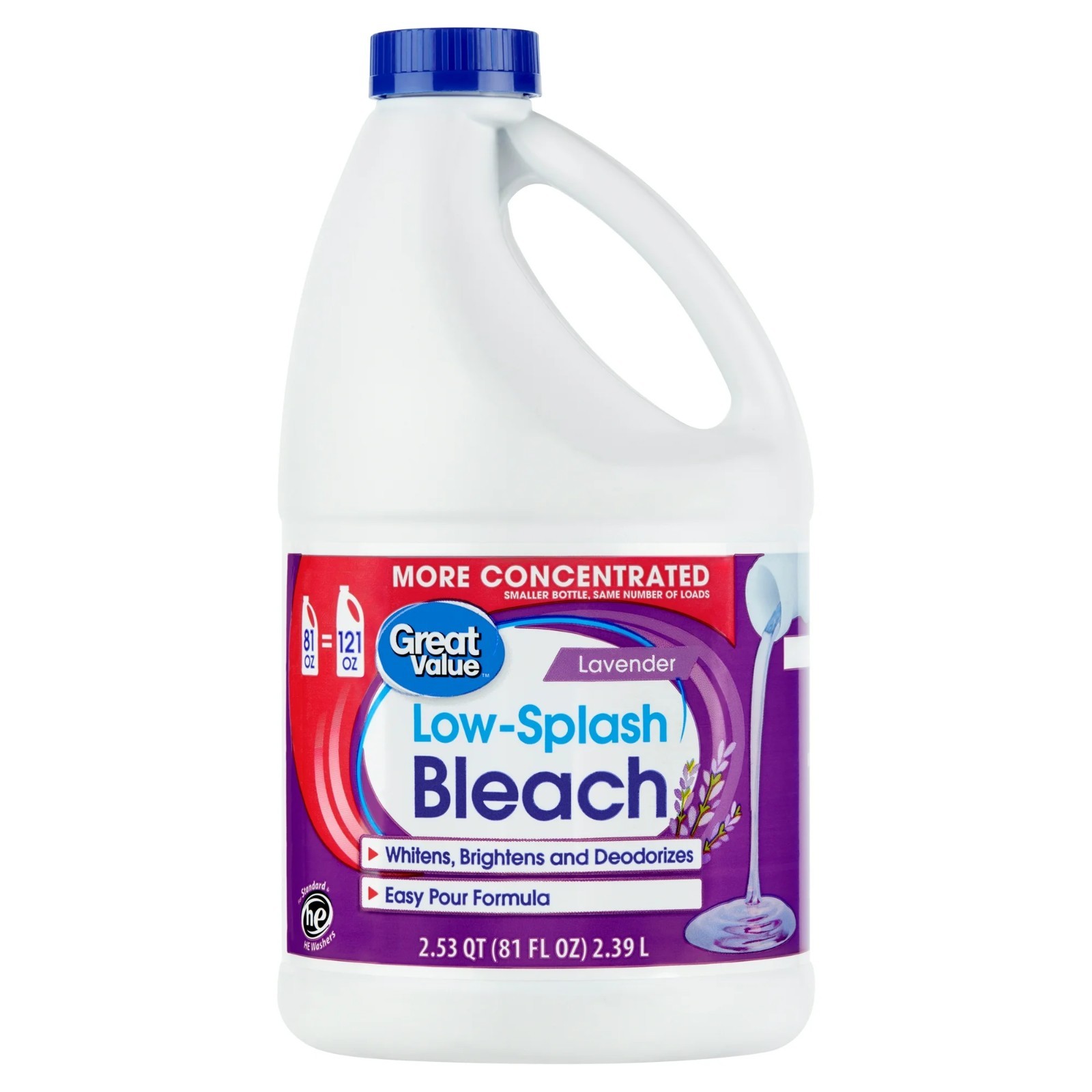 (3 pack) Great Value Low Splash Bleach, Lavender Scent, 81 fl oz gallery