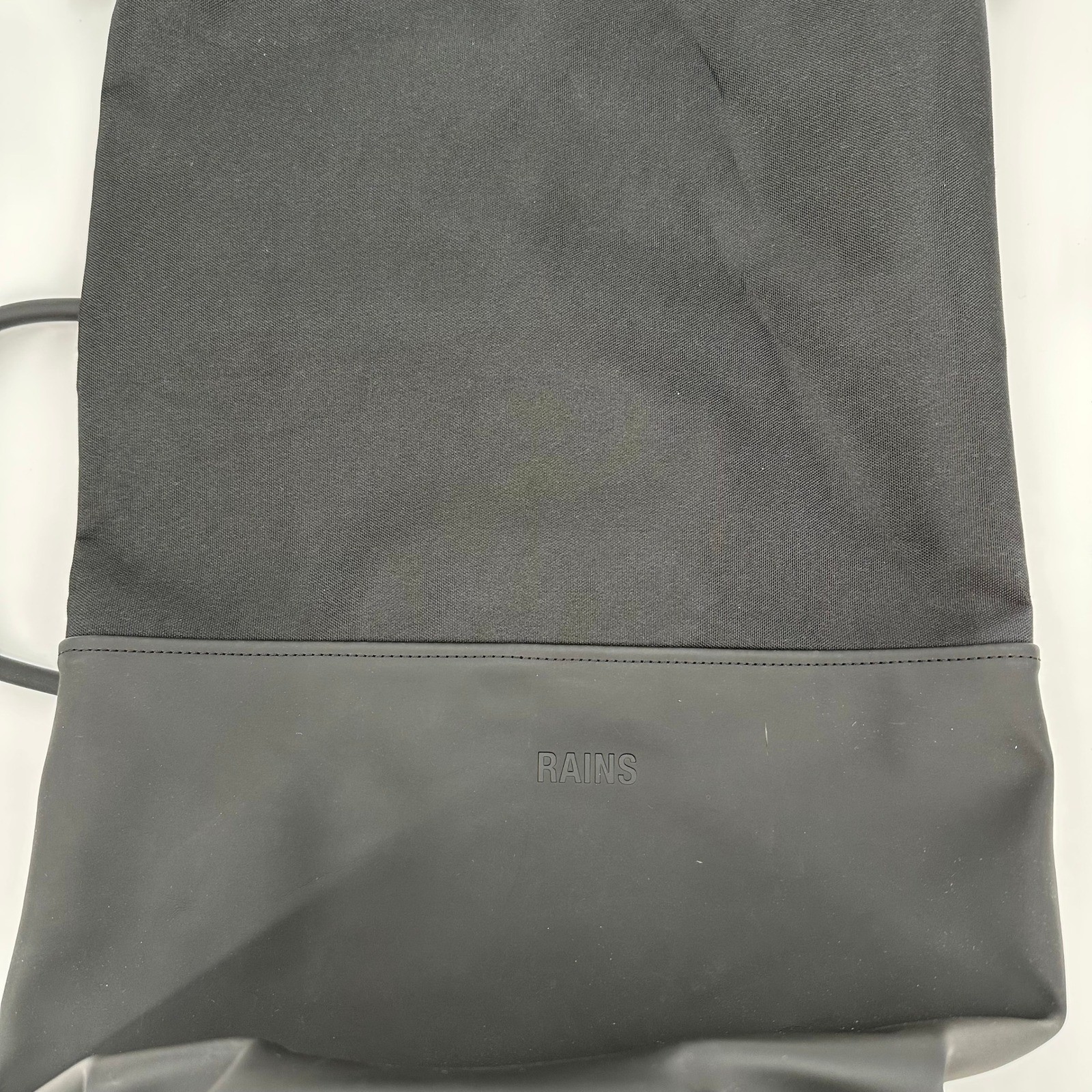 RAINS Spin Rolltop Bucket Sling Bag Black Drawstring Backpack Waterproof Large 5