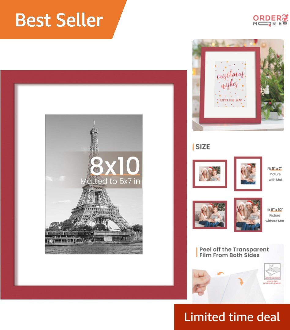Classic Red 8x10 Picture Frame - Displays 5x7 with Mat or 8x10 Without gallery