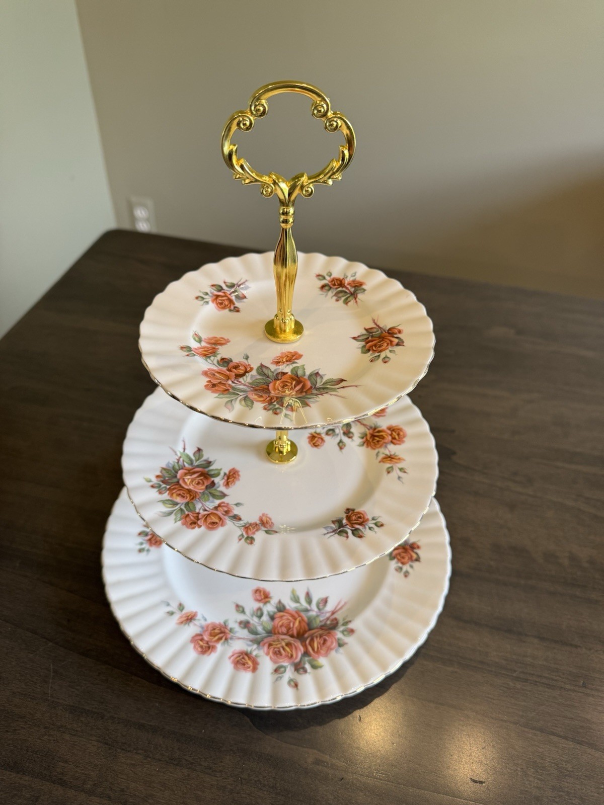 Royal Albert Centennial Roses 3- Tier Cake Dessert Stand England gallery
