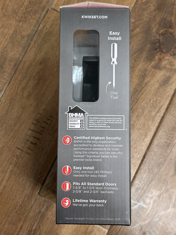 Kwikset Singapore Rectangular Keyed SmartKey Entry Door Handle in Matte Black gallery