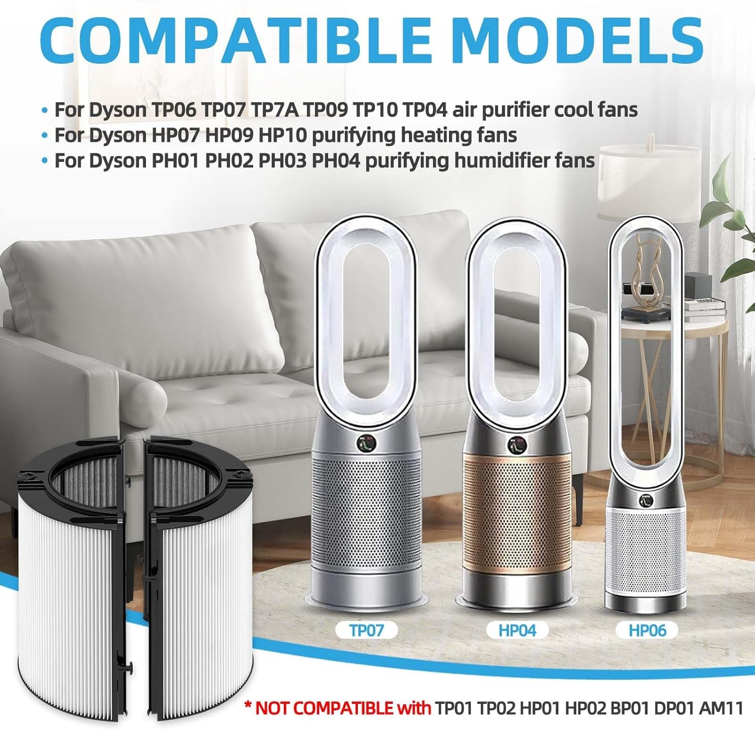 2 Pack Replacement Filter for Dyson Air Purifier TP07 TP10 TP06 HP07 PH01 PH02 gallery