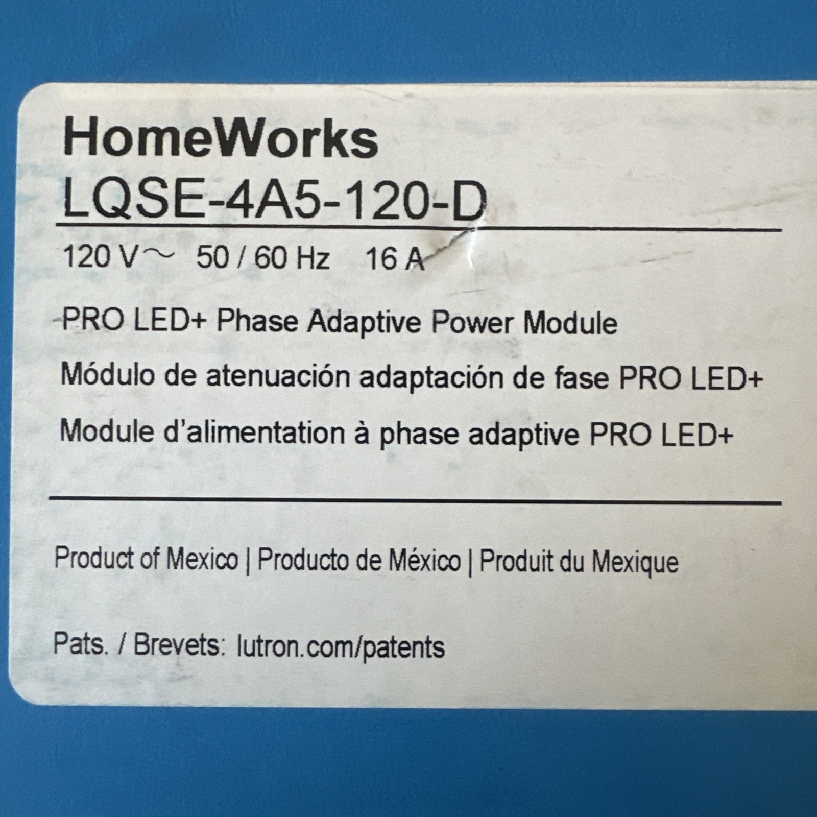 Lutron HomeWorks LQSE-4A5-120-D LED+ Phase Adaptive Power Module 16A 120V gallery