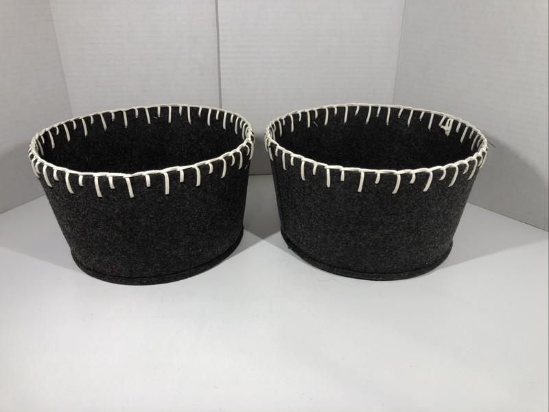 Threshold Target Gray Fabric Storage Bin Decorative Basket Felt Round Set Of 2 gallery