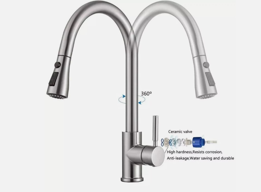 Brushed Nickel Kitchen Faucet Sink Mixer Faucet Pull Down Sprayer Single Handle gallery